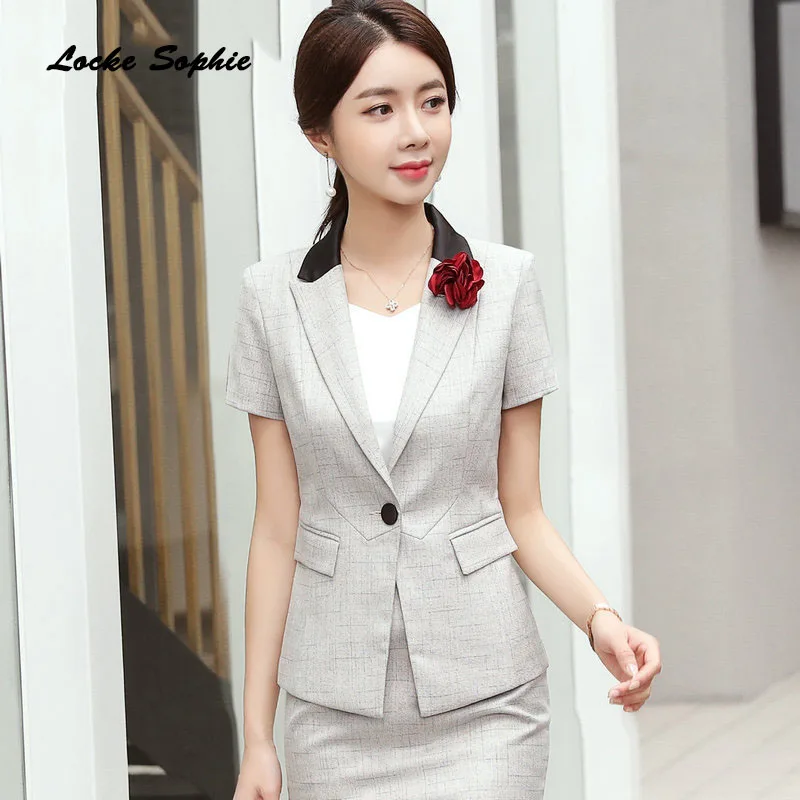 Women's Plus size Blazers coats 2019 Summer cotton Splicing Short sleeve plaid Small Suits jackets ladies Skinny Blazers Suits Women's Plus size Blazers coats 2019 Summer cotton Splicing Short sleeve plaid Small Suits jackets ladies Skinny Blazers Suits