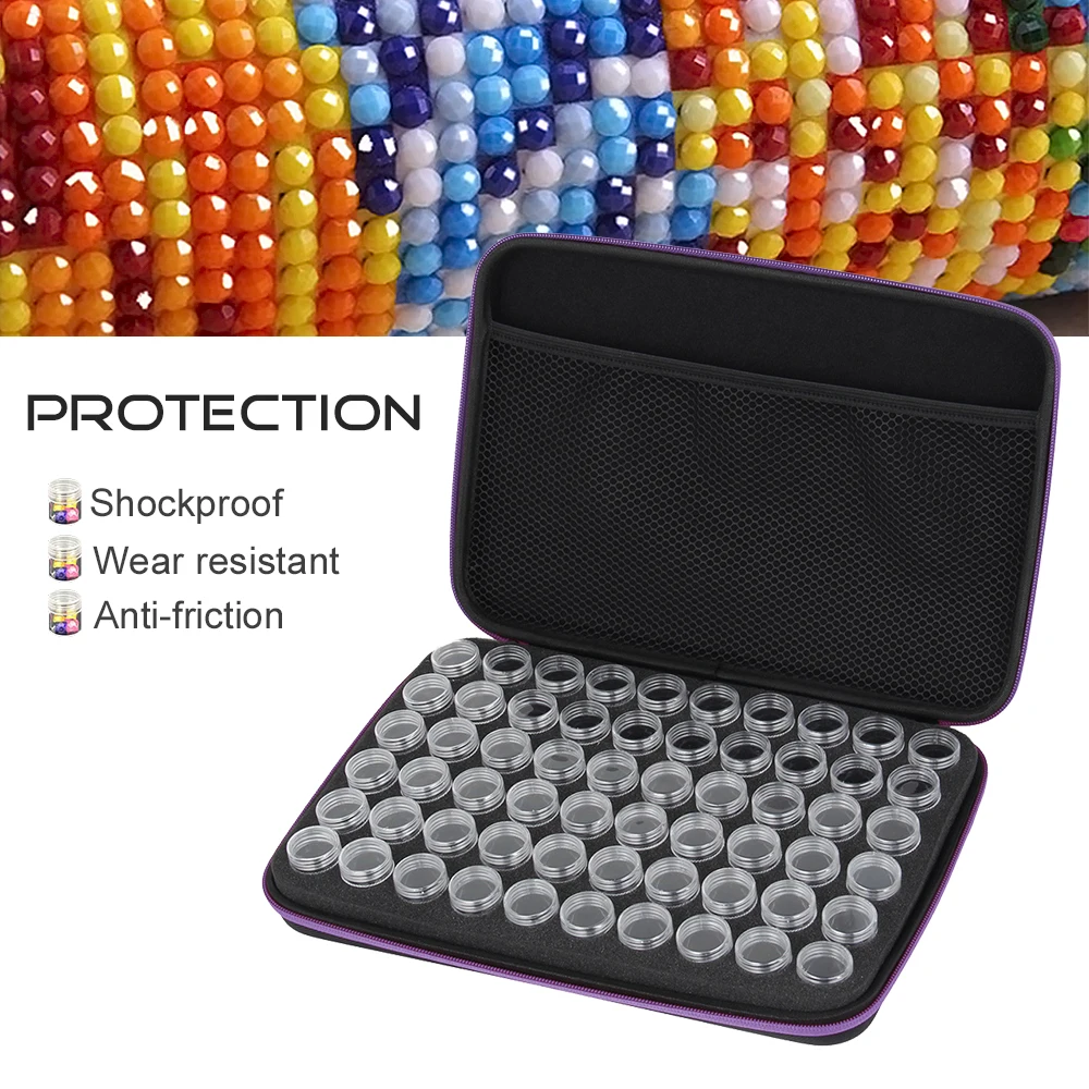 

60 Bottles Diamond Painting Storage Box 5D Embroidery Tool Container Kit Carry Case Holder Bag Zipper Craft DIY Accessories