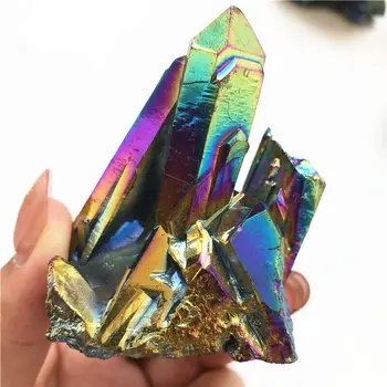 

1 Piece Rare Titanium Rainbow Aura Quartz Crystal Cluster Specimen Healing Decoration Natural Quartz Crystals