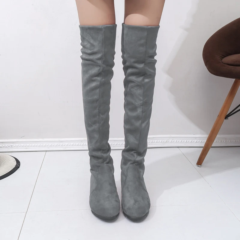 Women's High Boots Shoes Fashion Women Over The Knee Boots New Autumn Winter Flock Botas Feminina Thigh High Boots Ladies