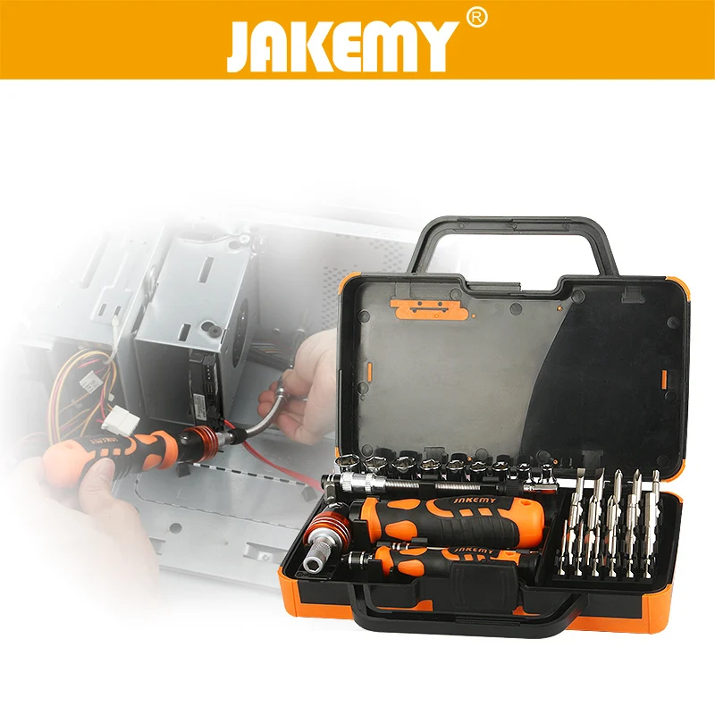 JAKEMY 31 in 1 Multifunction Hand Tools Set Multi Bit Ratchet Screwdriver Socket Set for Laptop Electronics Repair Tools Kit