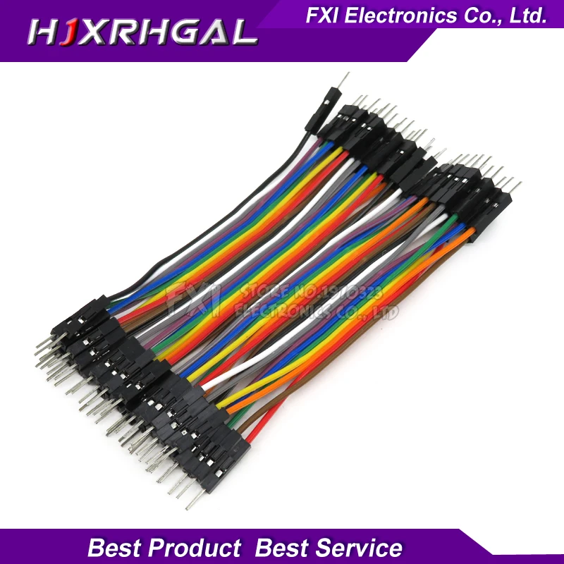 

Dupont line 40pcs 10cm 2.54mm 1p-1p Pin Male to Male Color Breadboard Cable Jump Wire Jumper For Arduino
