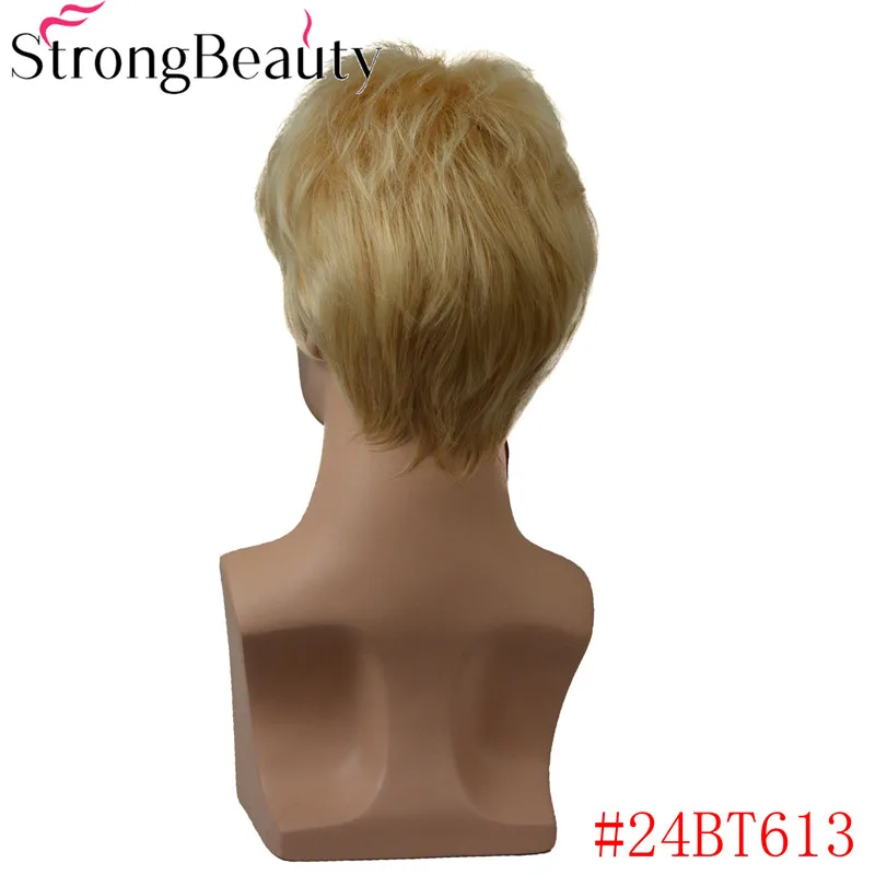 StrongBeauty короткий мужской парик прямой блонд/коричневый синтетический парик мужской Hiar жаростойкий монолитный парик выбор цвета - Цвет: 24BT613
