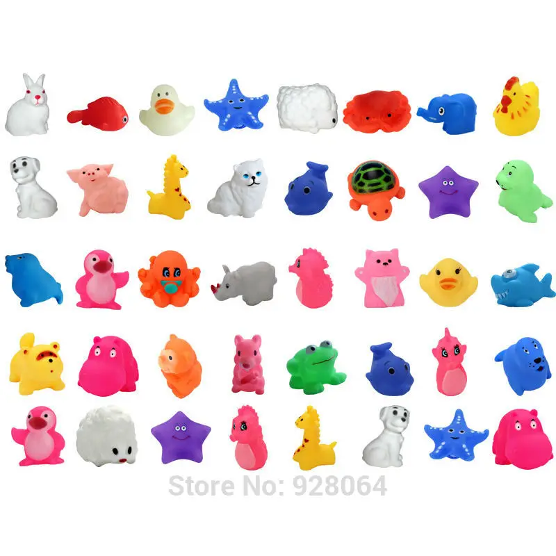 13PCS Baby Bath Toys Squeaky Rubber Animal Floating Water Children Kids Toy GA