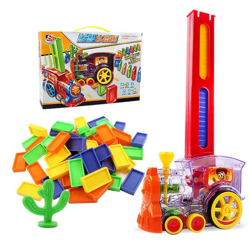 60 шт. Электрический домино модель автомобиля игрушечный набор поезд креативный Красочный домино блоки игры развивающие игрушки с радужной расцветкой для детей Подарки