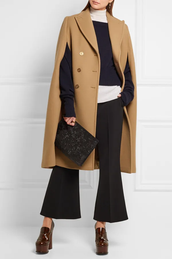 Новинка 2019, модное женское шерстяное пальто, зимнее двубортное пальто, куртки с отложным воротником, верхняя одежда, шерстяные пальто
