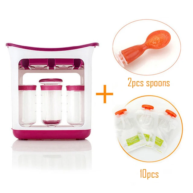 Original Fresh Fruit Juice For Newborn Food Maker Supplement Machine Squeezing Household Kitchen Storage Bag Baby Feeding - Цвет: 10pouch2spoons