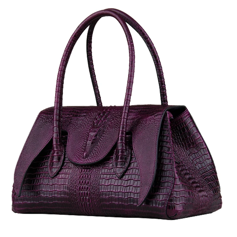 

Vintage Crocodile genuine Leather handbags Women Trapeze sec a main Alligator Pattern clutch lady Crossbody Messenger Bags purse