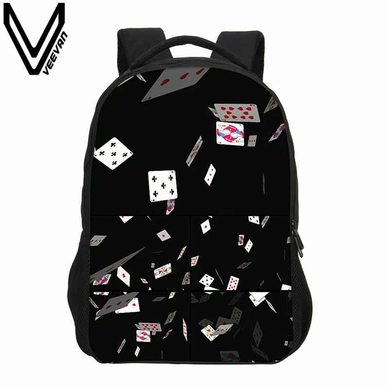 

VEEVANV Men's Fashion Backpacks Fashion Joker Poker Printing Backpack Boys School Bookbag Cartoon Shoulder Bag For Teenage Bags