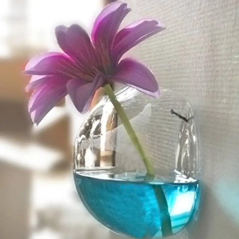 

Half Round Glass Vase Terrarium Vases Flower Pots Wall Glass Candle Modern Vaso Wedding Floor Air Planter Decoratives Vase