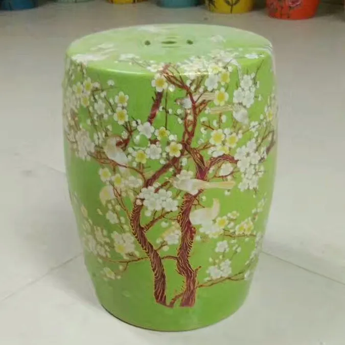 Chinese green Color Ceramic Porcelain Garden Stool drum garden seat
