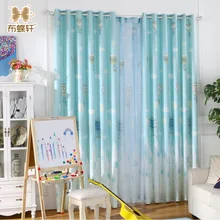 Занавеска для гостиной с изображением воздушных шаров, прозрачная детская синяя занавеска с рисунком для мальчиков, детская спальня, детская комната