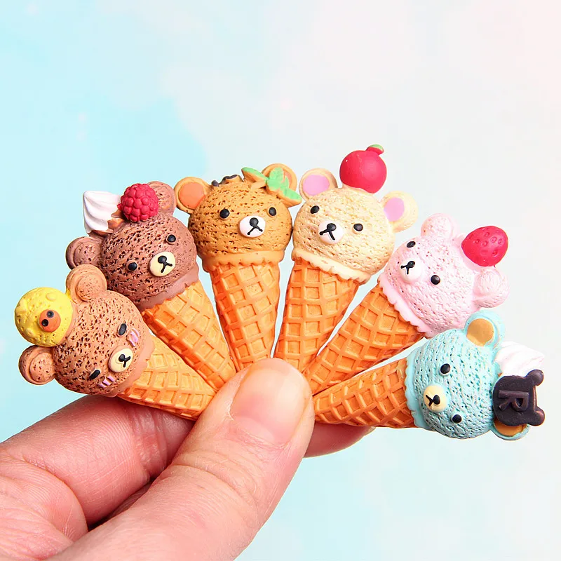 

5pcs/lot Miniature Cute Ice-cream Cone bear shape Ice-cream for blyth ob11 bjd Dollhouse Decor Pretend toys Kitchen Toys
