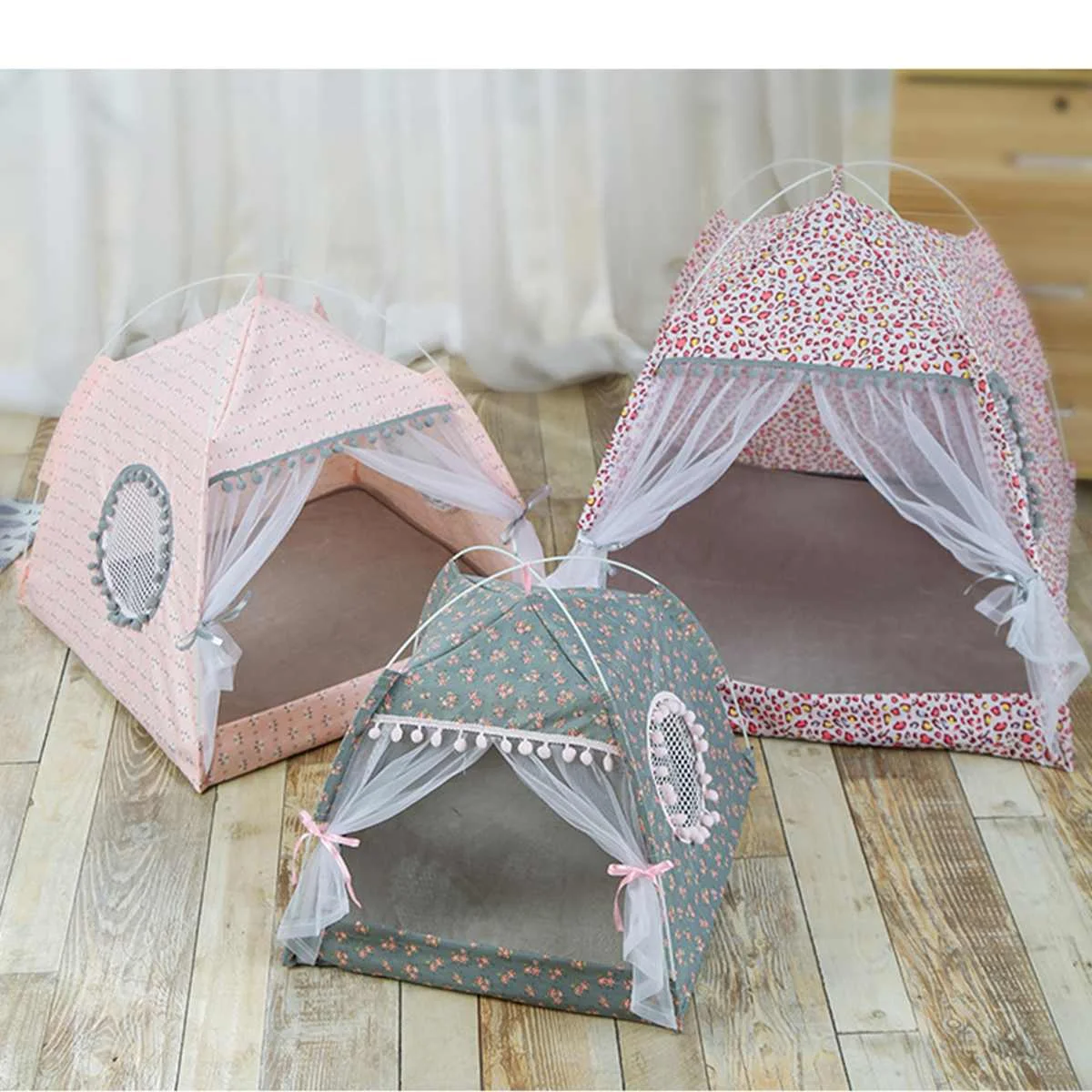 

Summer Pet Houses Foldable Pet Dog Cat Tent Kennels Winter Bed Portable House with Net Outdoor Home Mesh Tent Houses M/L/XL