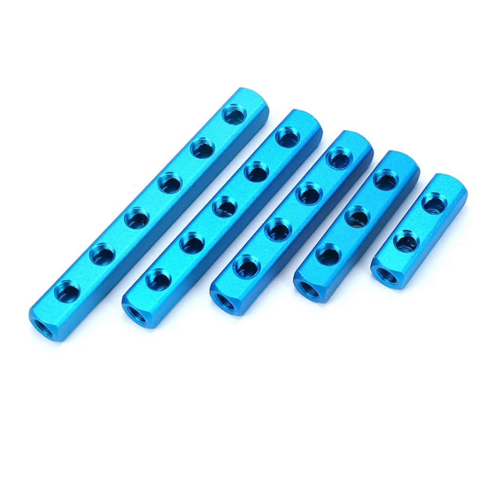 

1/4" PT Thread Port 2 3 4 5 6 7 8 9 Way Pneumatic Quick Connector Air Hose Aluminum Manifold Block Splitter Connector Fittings