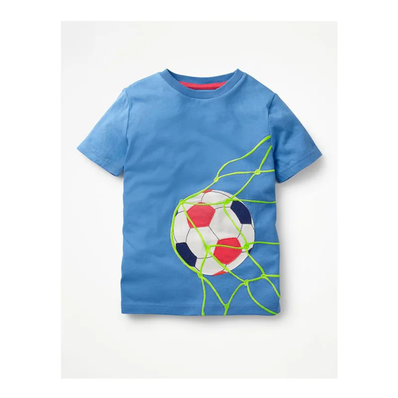 football Летняя футболка для маленьких мальчиков футболка с вышивкой для маленьких мальчиков, детские футболки с короткими рукавами, детские топы с рисунками, От 2 до 12 лет - Цвет: football