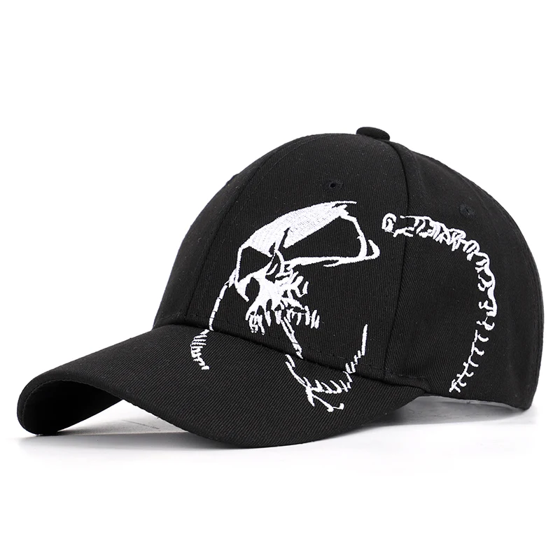 Новая мода бейсболка череп вышивка хип хоп шляпа для взрослых шапки хлопок спорт дальнобойщик черный Высокое качество Мужские и женские кости - Цвет: Black