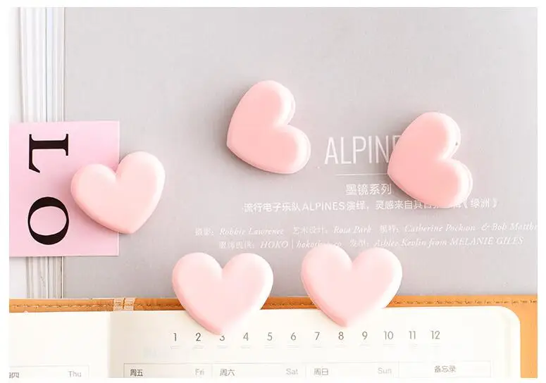 4 шт./лот любовь розовое сердце документ файл металлические зажимы закладки Школа Офис питания студент канцелярские товары для детей