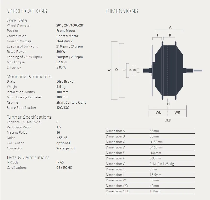 Perfect Free shipping 48V 500W 8Fun/Bafang BPM Brushless Geared Hub Motor for front Wheel 1