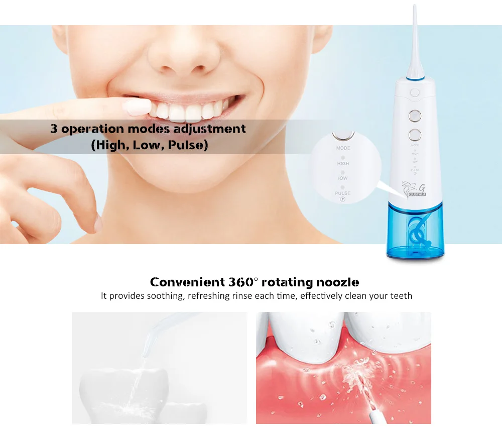 gustala Oral Irrigator Portable Cordless Water Flosser for Home Travel