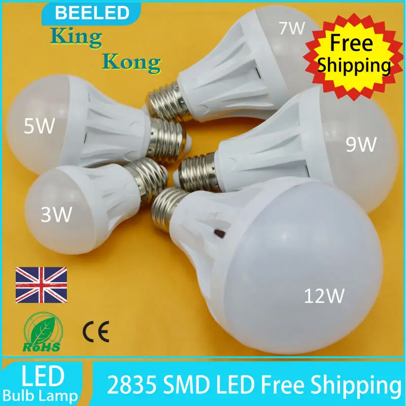 3 Вт 5 7 9 12 E27 B22 СВЕТОДИОДНАЯ Лампа 220 В 110 LED SMD Холодный белый Теплый домашнее