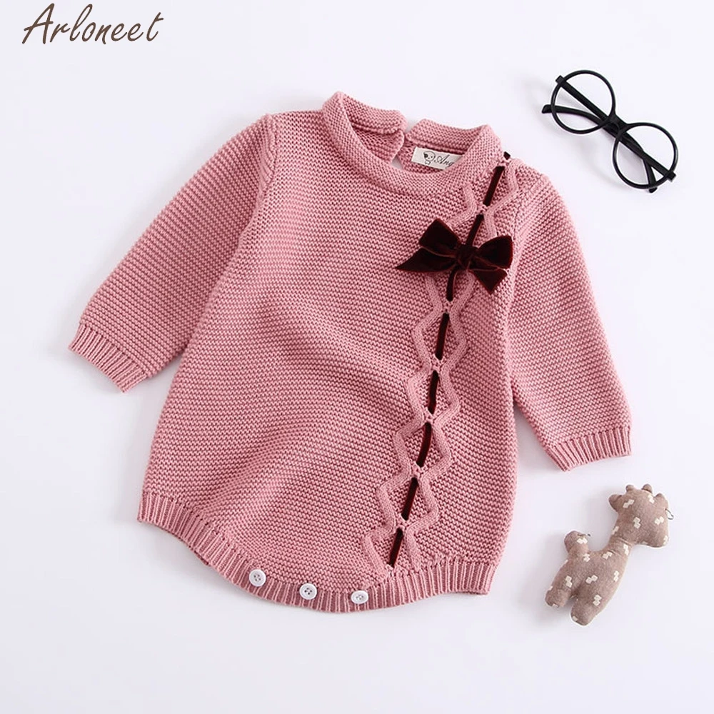ARLONEET Infant Newborn Baby Boys Girls Outfits Solid baby girl clothes newborn baby girl clothes 0-3 months Knit Romper