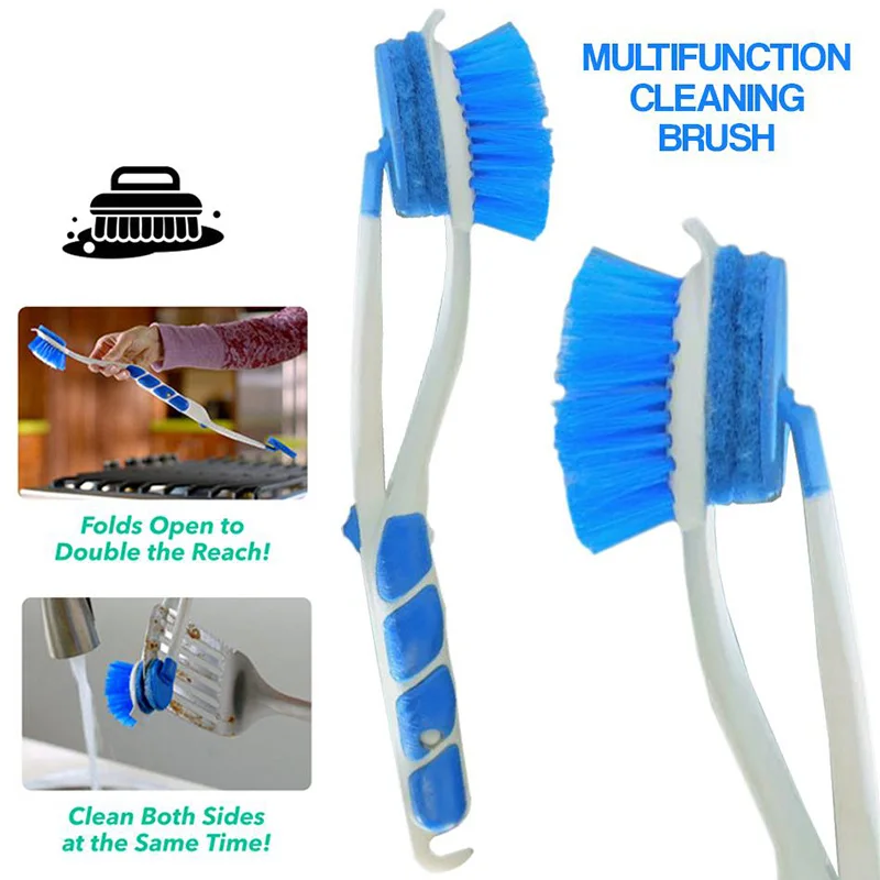 

Newly Double Heads Foldable Cup Brush Long Plastic Handle Multifunction Cleaning Brush TE889