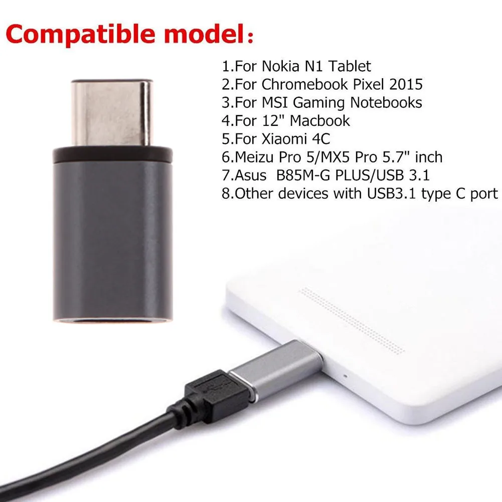 

5Pcs Reversible Hi-speed USB3.1 Type C Male to Micro USB Female Adapter Converter Charging Connector for Tablet Mobile Phone HDD