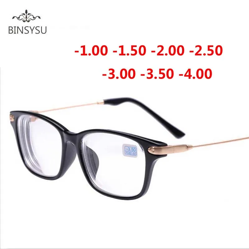 

Finished myopia glasses black frame metal gold legs Transparent lens sighted prescription glasses -1 -1.5 -2 -2.5 -3 -3.5 -4