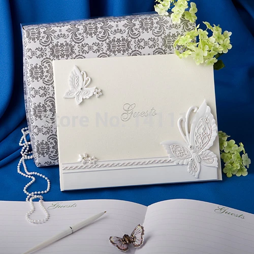 Набор свадебных книг и ручек с бабочкой для свадебных принадлежностей с бесплатной доставкой