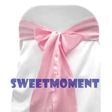 100 Розовый Премиум атласный стул створки с бантиком крышка кресла лента для свадебного стула декорации с лентой