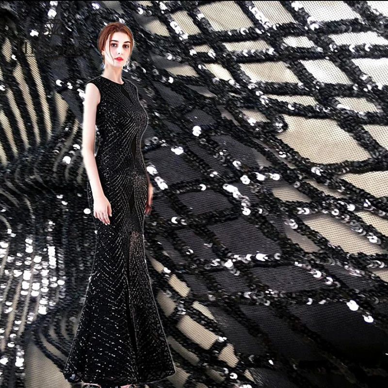 

Elastic Sequins Lattice Sequin Mesh Embroidered Fabric Dress Evening Dress Fabric