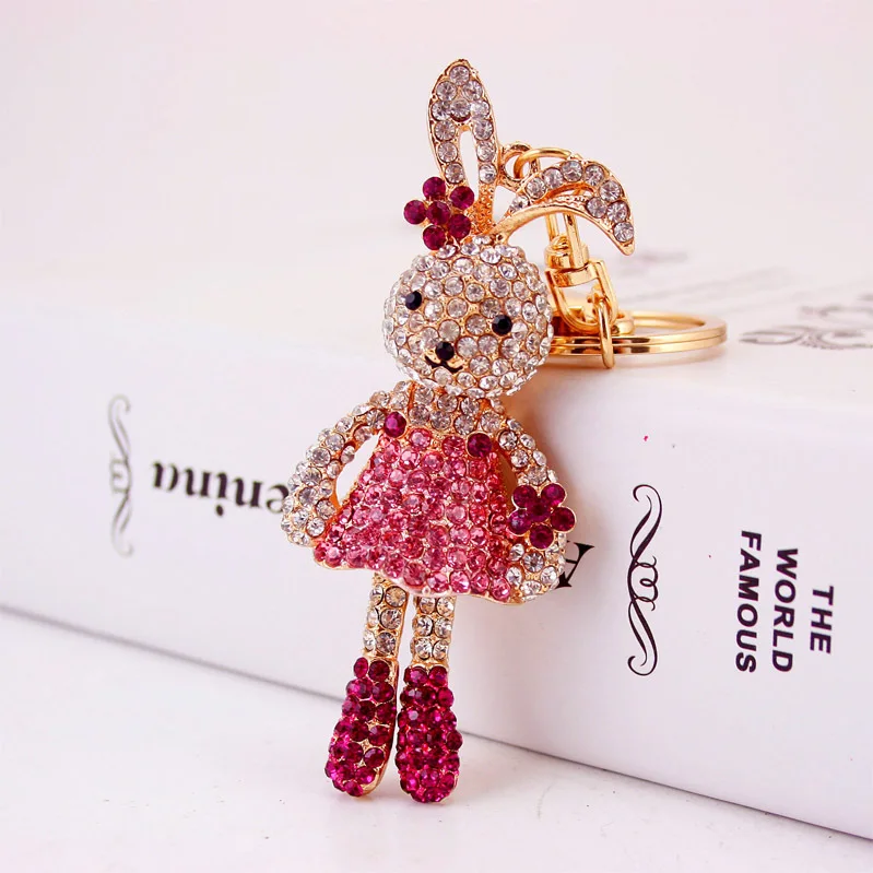 Dalaful cristal conejo largo del oído flor Llaveros soporte para coche mujeres Cadenas llaveros bolsa colgante llaveros k254 Dalaful cristal conejo largo del oído flor Llaveros soporte para coche mujeres Cadenas llaveros bolsa colgante llaveros k254