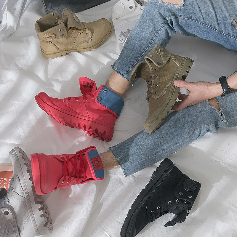 

2019 casual high-top canvas shoes flat baotou shoes breathable men's shoes