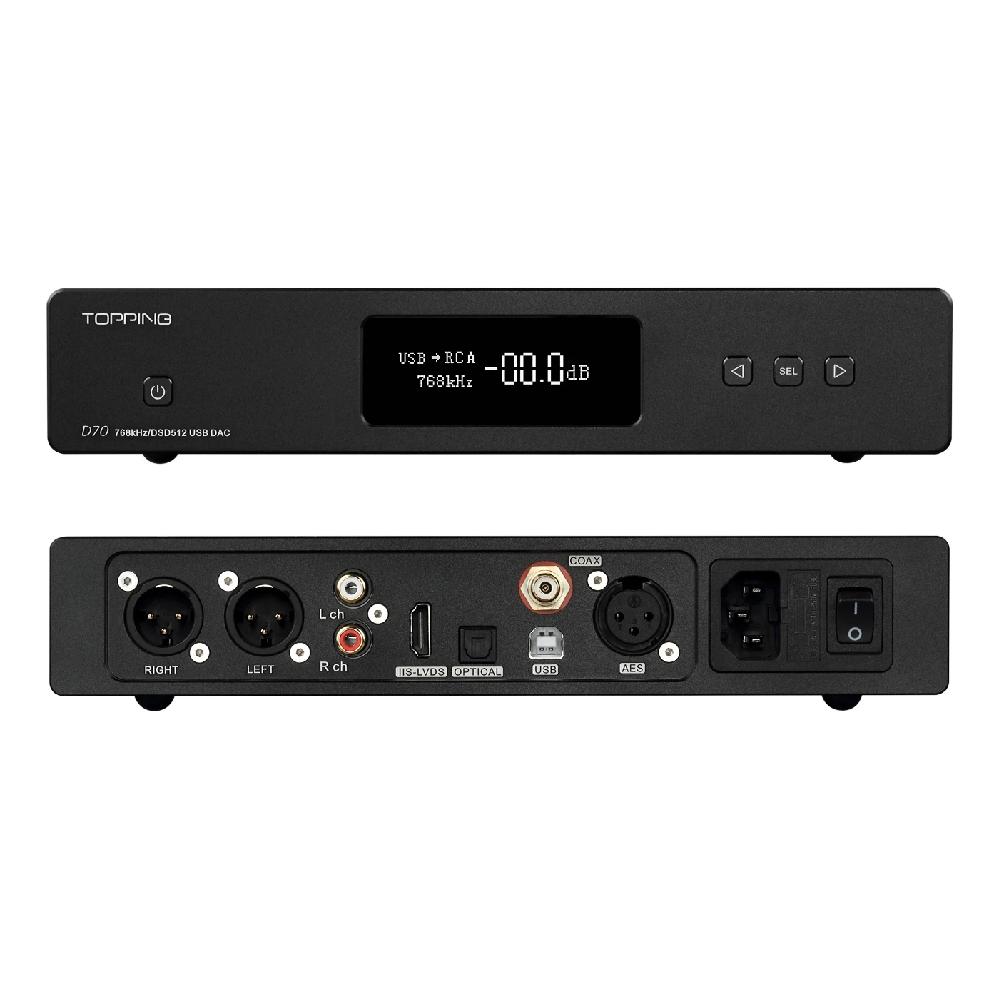 Новый TOPPING D70 AK4497 * 2 AK4118 USB DAC XMOS аудио DSD512 32 битный 768 кГц Настольный декодер