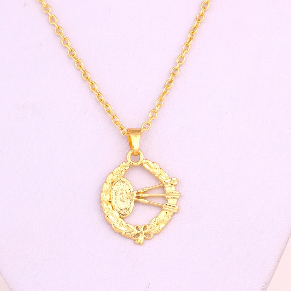 

New styles good dart board and darts leaf design pendant with link chain necklace jewelry