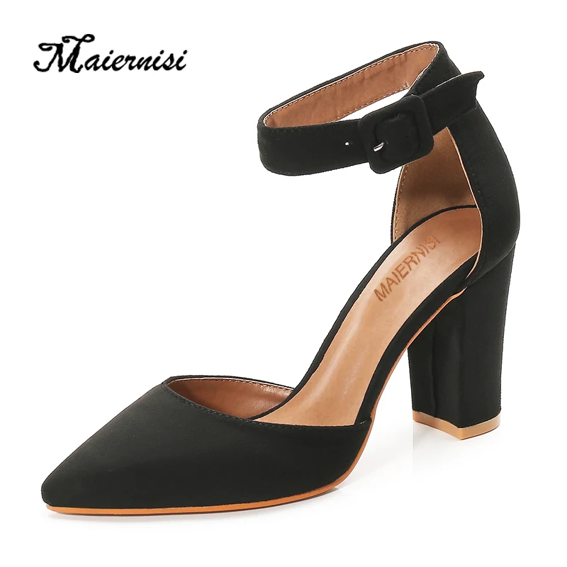 

MAIERNISI Sandalias femeninas high heels Autumn Flock pointed sandals sexy high heels female summer shoes lady sandals mujer