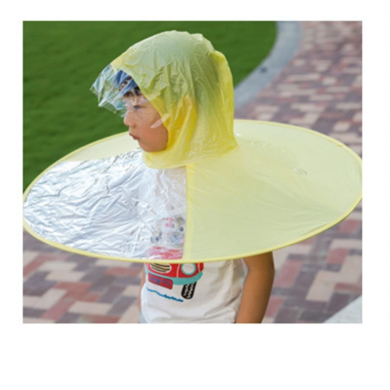 Shujin желтая утка детский плащ шапка с зонтиком детский автоматический складной зонт детская шляпа креативный плащ подарок непромокаемая шляпа