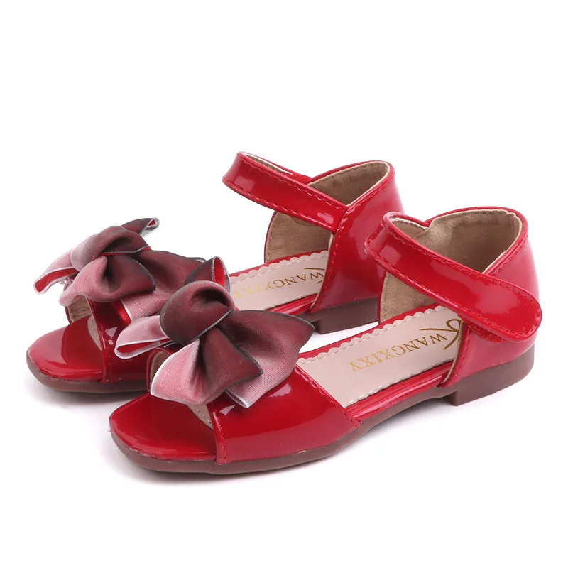 

Kids Girls Summer Shoe Little Girls Patent Leather Sandals Big Children Bowtie Princess Beach Sandals 3 4 5 6 7 8 9 10 11 12 Ye