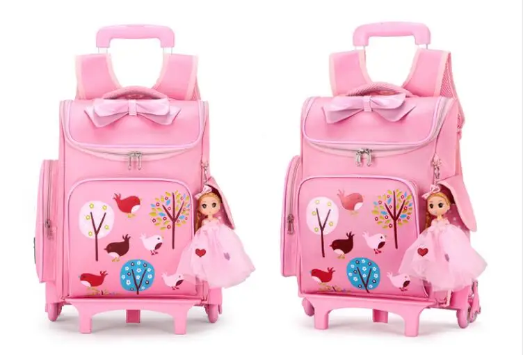 Mochila com rodinhas para escola infantil, bolsa