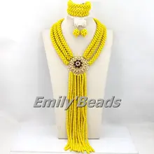 Последние Дизайн Свадебные Цепочки и ожерелья набор кристалл Бусины комплект ювелирных изделий Африканский Бусины комплект ювелирных изделий ручной работы aej732