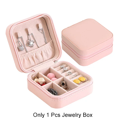 Дорожная коробка для упаковки ювелирных изделий, шкатулка, органайзер для косметики, кольца, серьги, чехол, ожерелье, лак для ногтей, контейнер для красоты, аксессуары - Цвет: Pink A