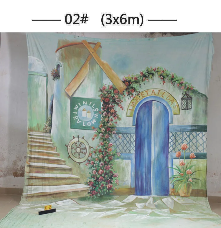 

10x20ft Hand painted Studio Shooting Muslin Photography Background 02, flower house Fabric backdrops,camera wedding photography