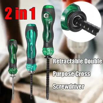 

2 in 1 Ratchet Screwdriver Flat Blade Tip/Cross Screwdriver Strong Magnetic Field Double Head Screwdriver Slotted Phillips Head