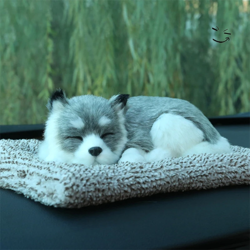  Car Ornament Plush Simulation Cute Sleeping Dog Puppy Dashboard Decoration Automobile Interior Home