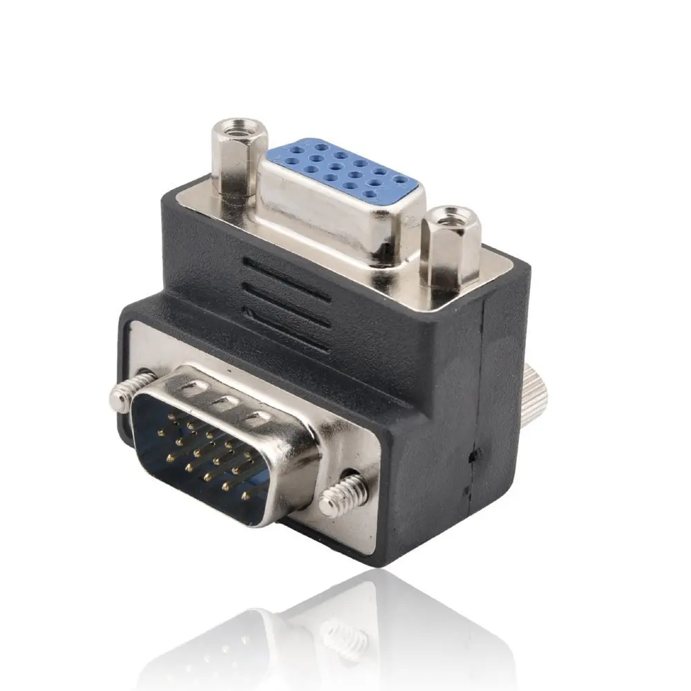 

JFBL Hot sale 15-Pin VGA Male to Female M/F Right Angle Adapter