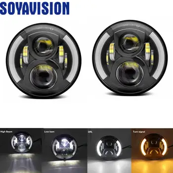 

Lada Niva 4x4 7 inch Headlights For Jeep Wrangler JK TJ CJ 7 inch Led Headlight For Hummer Suzuki Samurai 7" DRL Halo Headlights