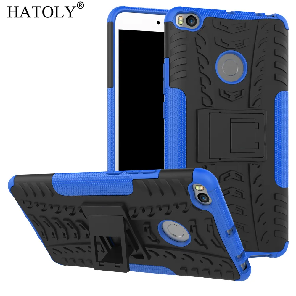 

HATOLY For Cover Xiaomi Mi Max 2 Case Mi Max 2 6.44" Armor Silicone Hard Plastic Case For Xiaomi Mi Max 2 with Holder Stand]