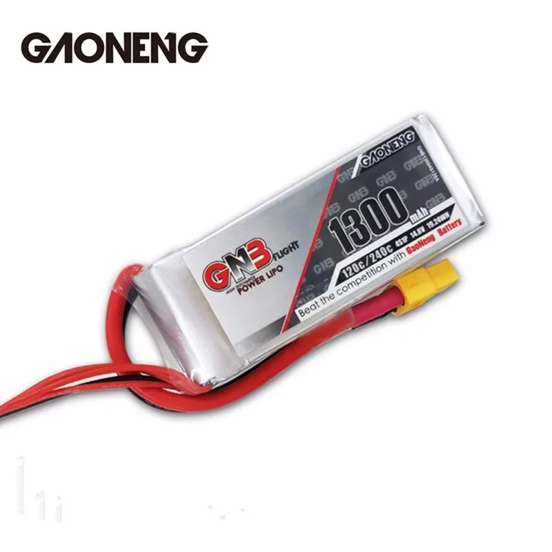 

2PCS 2x Gaoneng GNB 14.8V 1300mAh 4S 120C 240C Rechargeable Lipo Battery For FPV Racing RC Drones Quadcopter Power