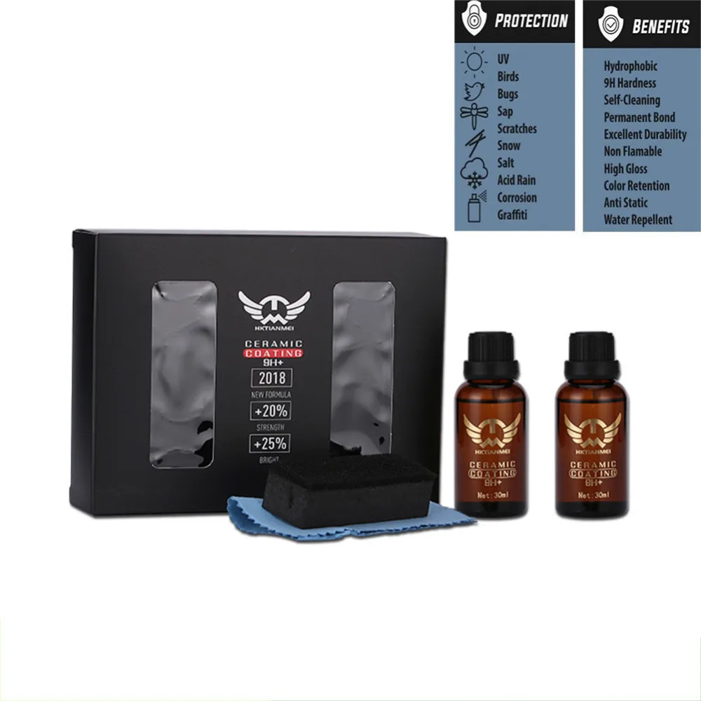 

2 Bottles/Set 30ML 9H Car Liquid Ceramic Coat Auto Detailing Glasscoat Anti-scratch Polish Paint Coating Auto Care